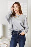 Double Take Seam Detail Round Neck Long Sleeve Top - Rosa Apparel