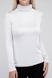 Zenana Ribbed Turtle Neck Long Sleeve Top - Rosa Apparel
