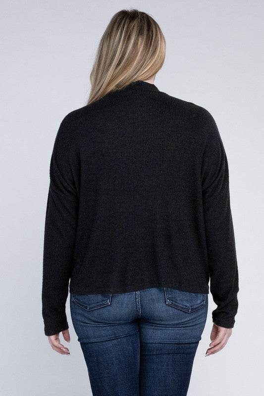 Ambiance Plus Drop Shoulder Long Sleeve Mock Neckline Sweater - Rosa Apparel
