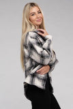 Ambiance Cozy Plaid Flannel Regular Fit Collar Shacket - Rosa Apparel