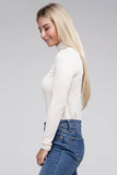 Zenana Ribbed Turtle Neck Long Sleeve Top - Rosa Apparel