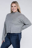 Ambiance Plus Drop Shoulder Long Sleeve Mock Neckline Sweater - Rosa Apparel