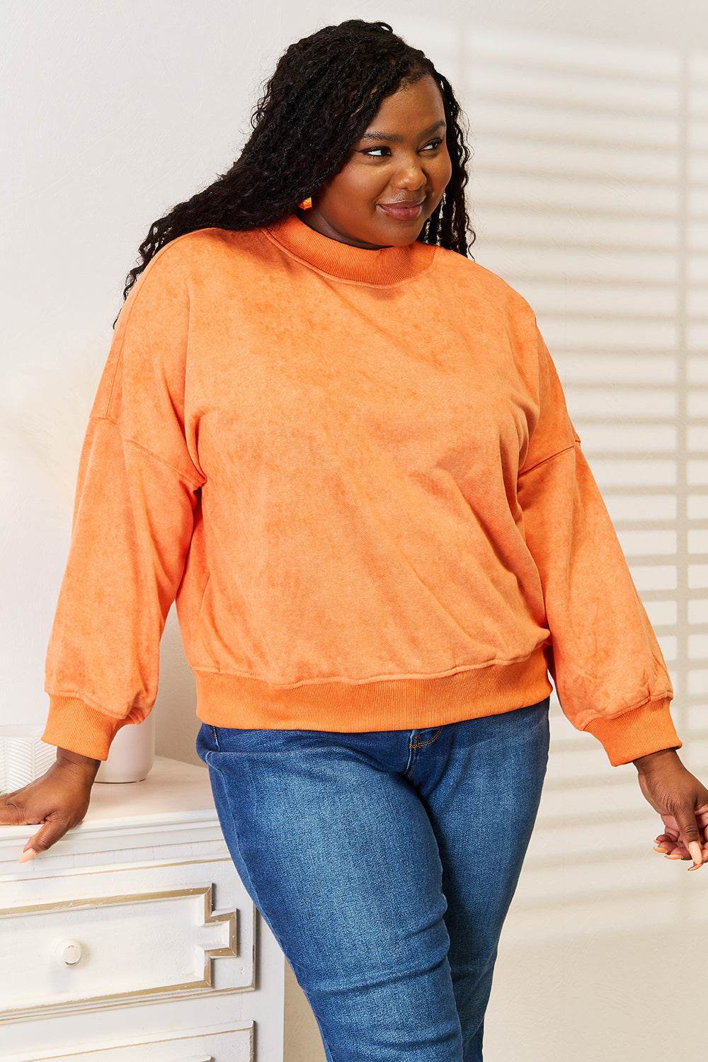 Basic Bae Round Neck Dropped Shoulder Sweatshirt - Rosa Apparel