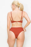 And The Why Ribbed Underwire Plunge Bikini Swimsuits - Rosa Apparel
