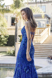 Juliet Fitted Sequin Print Deep V-Neck Gown 2411 - Rosa Apparel