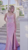 Juliet Sweetheart Neck Draped Satin Gown with Beaded Bodice and High Slit JT2627U