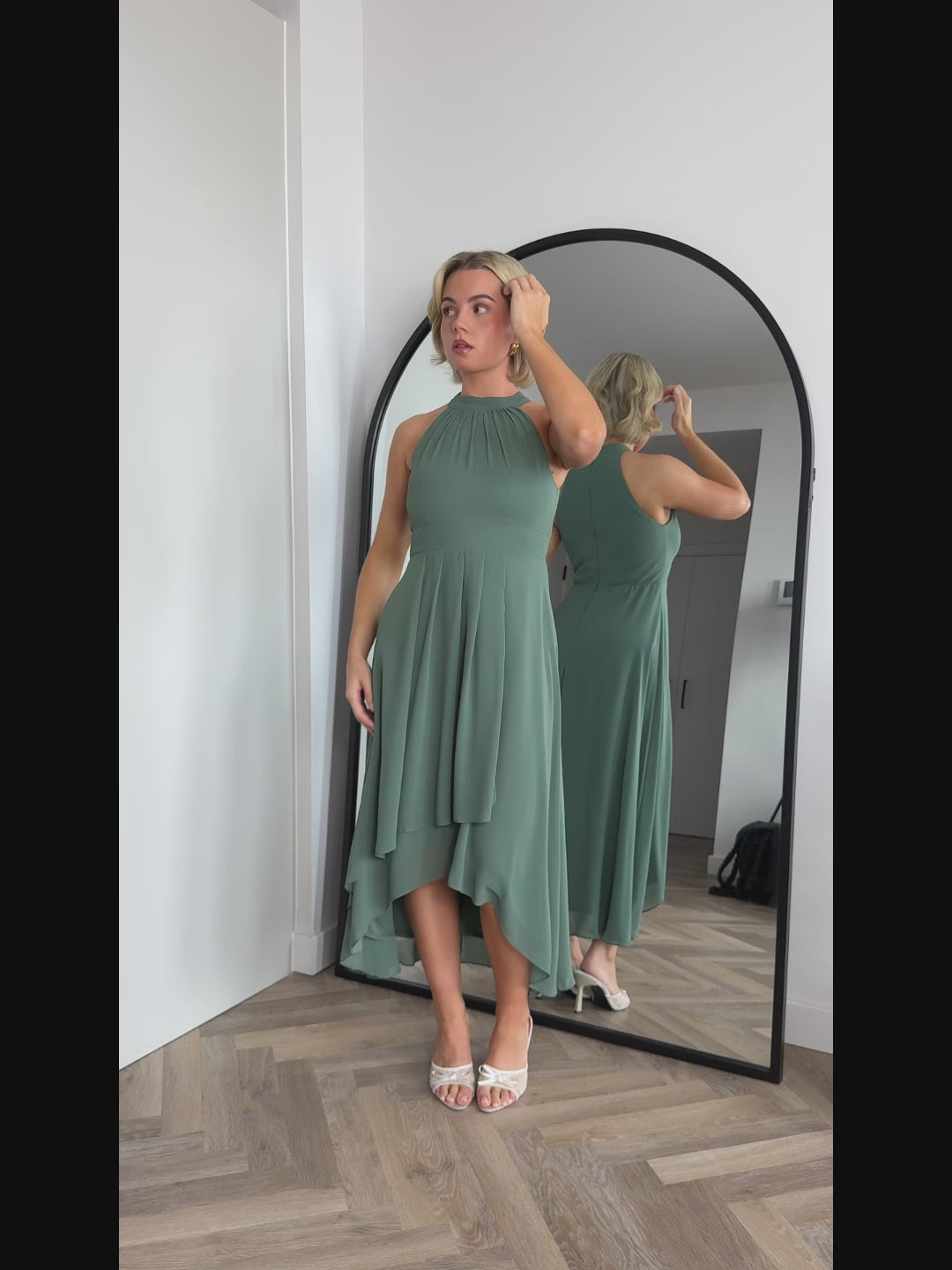 Ever Pretty Sleeveless Halter Neck A-Line High-Low Chiffon Dress