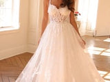 Juliet Sleeveless A-Line Skirt Floral Corset and Straps Wedding Dress - JT2495AW