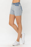 Judy Blue Full Size Color Block Denim Shorts Style #: 15256 - Rosa Apparel