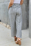 Heimish Find Your Path Full Size Paperbag Waist Striped Culotte Pants - Rosa Apparel